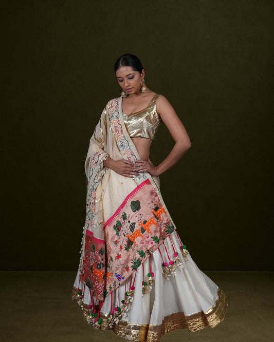 Flare Lehenga with Folk Art Dupatta