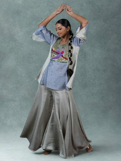 Peacock Embroidered Sharara Set