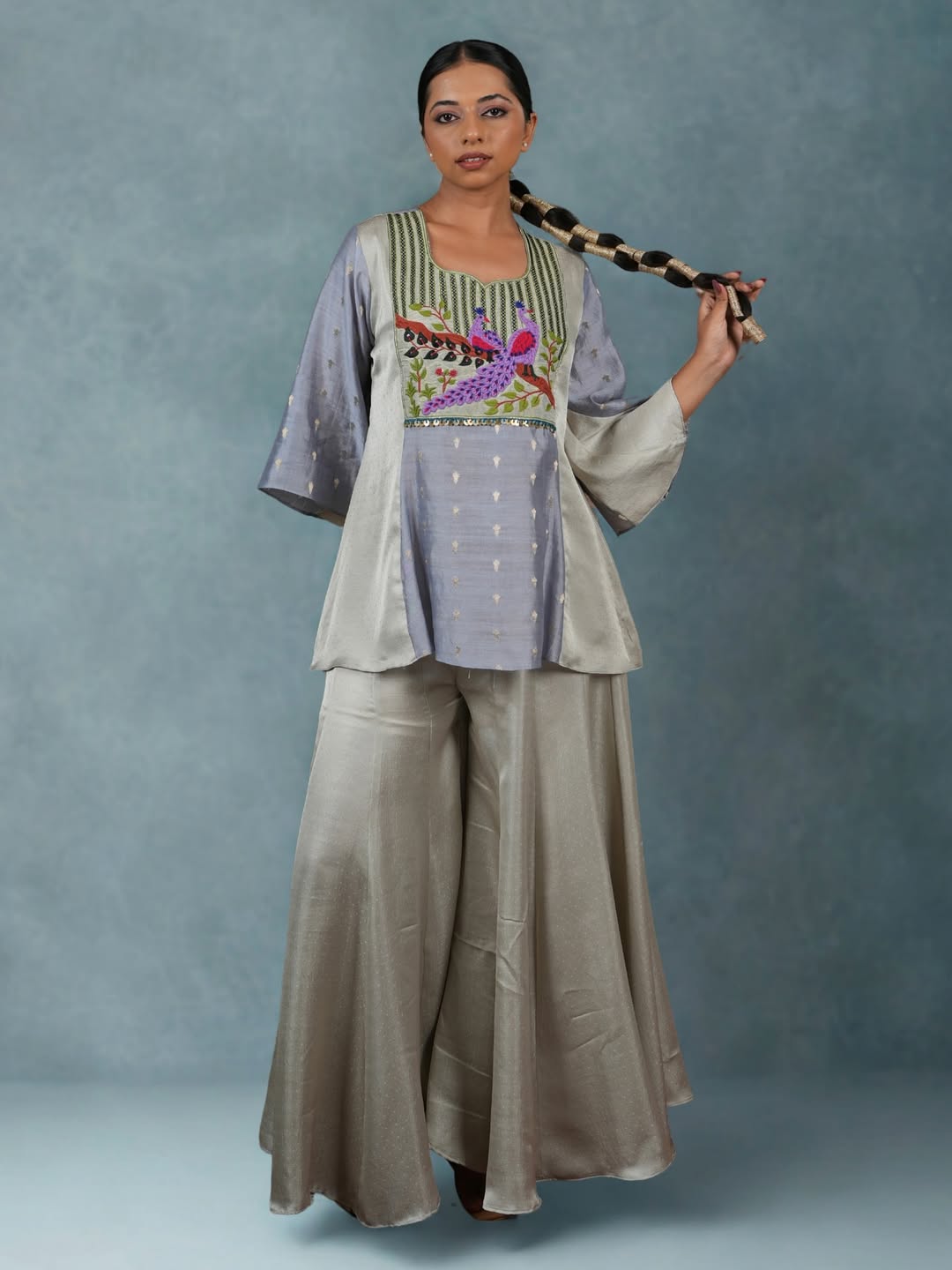 Peacock Embroidered Sharara Set