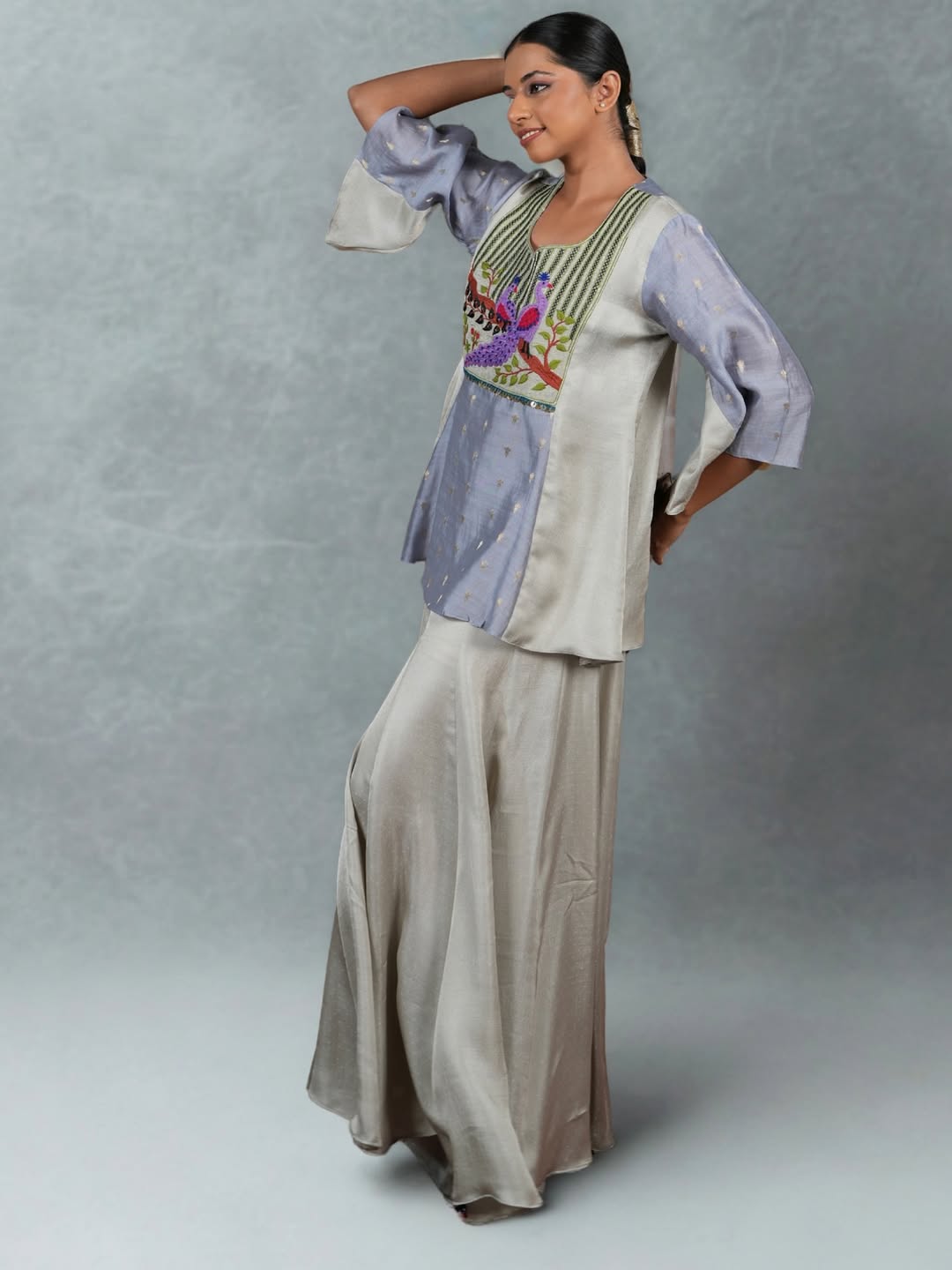Peacock Embroidered Sharara Set