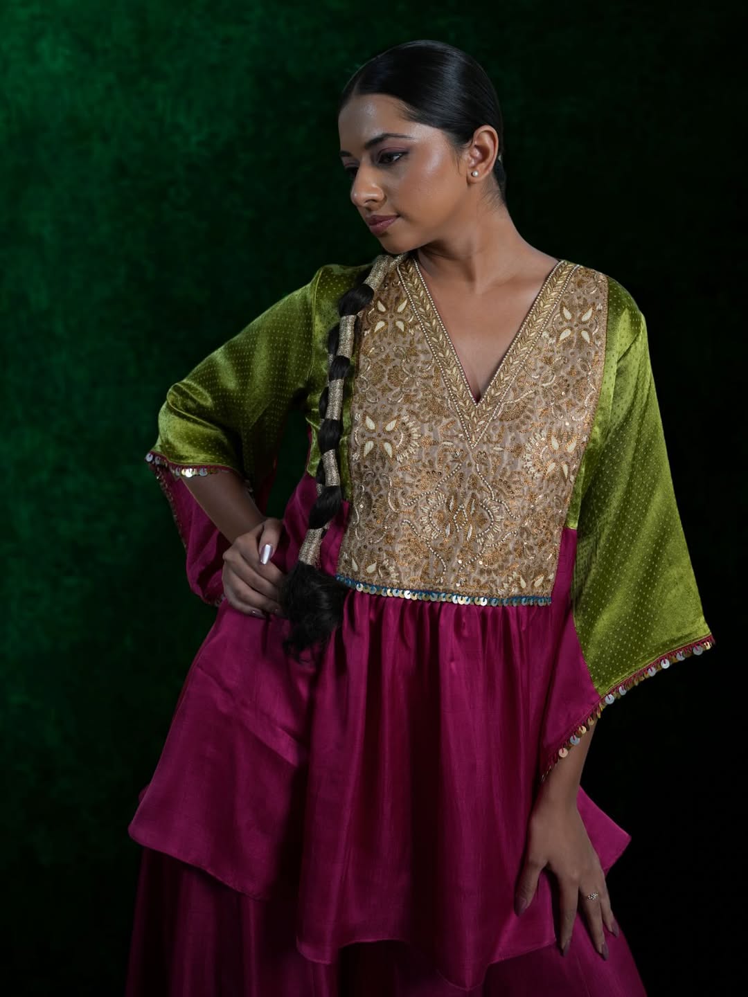 Embroidered Peplum Sharara Set