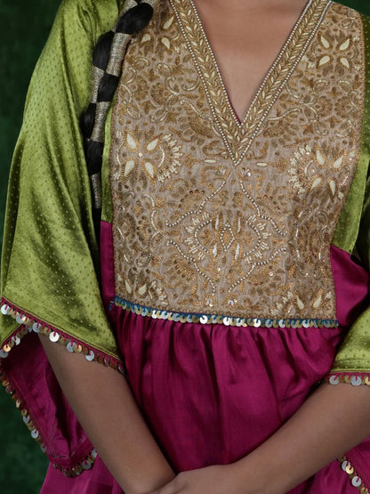 Embroidered Peplum Sharara Set